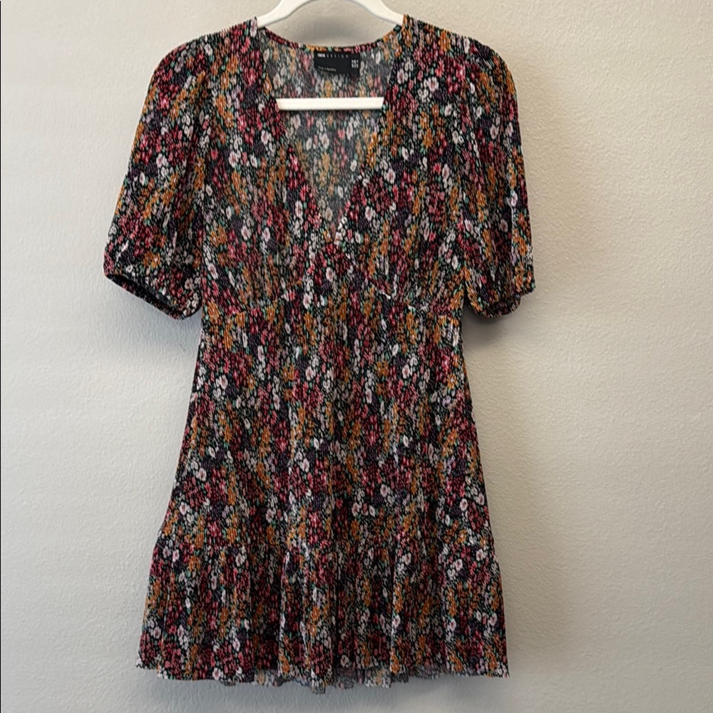 ASOS Floral V-Neck Plisse Dress